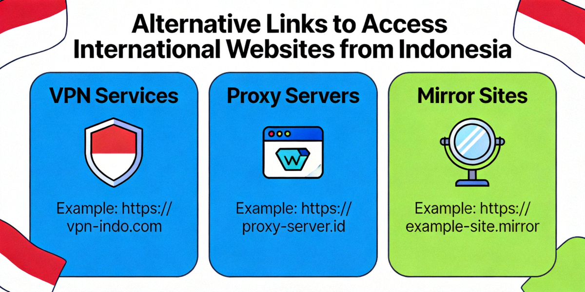 Gambar ilustrasi informasi link alternatif untuk akses website internasional dari Indonesia