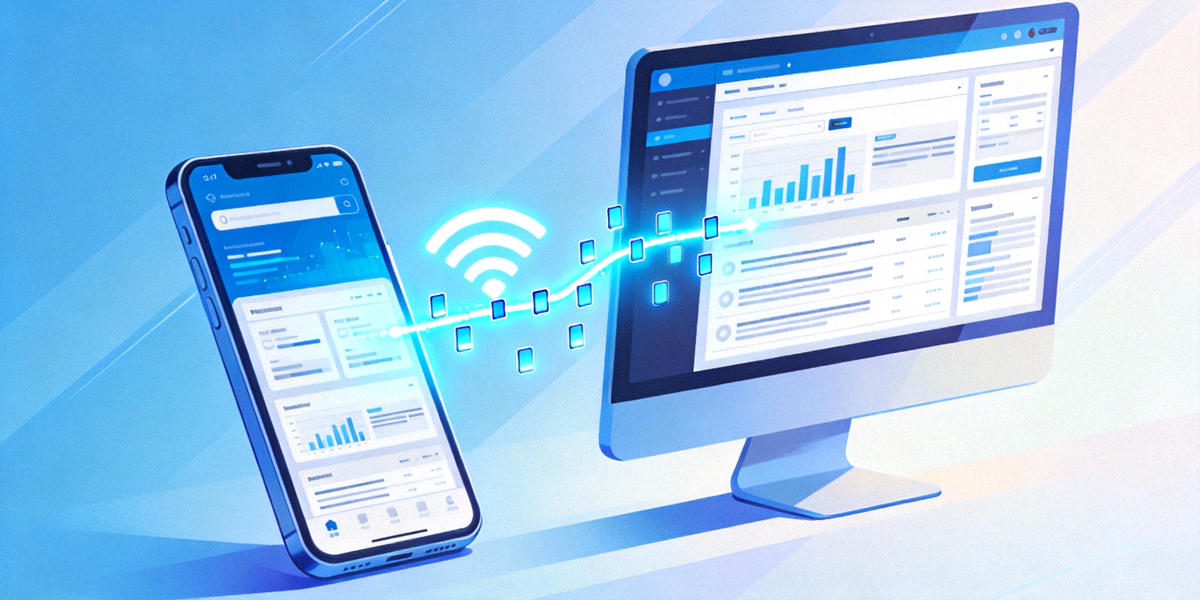 Ilustrasi teknologi akses internet yang lancar dan tanpa hambatan dari perangkat mobile dan desktop