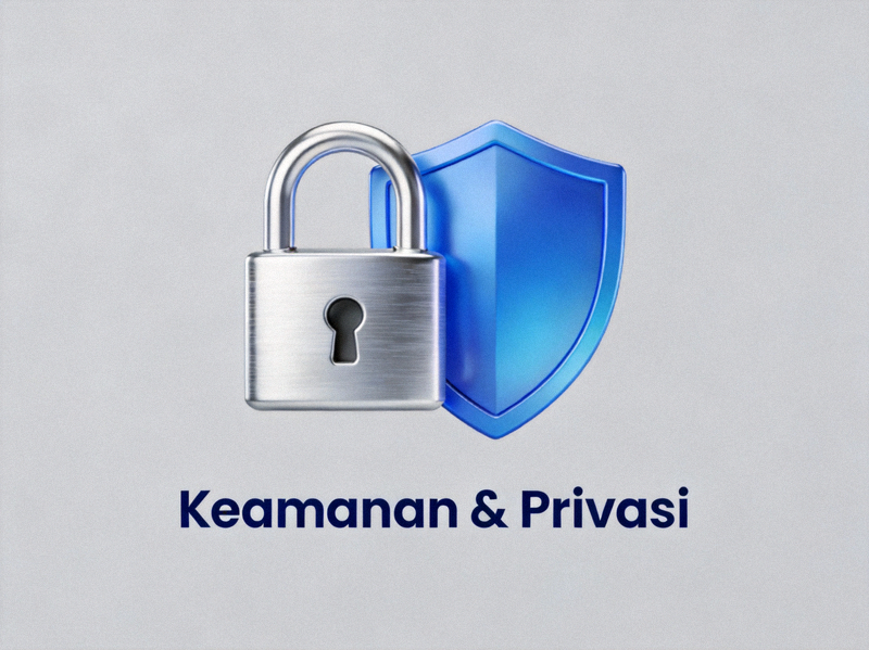 Ilustrasi simbol gembok dan perisai yang melambangkan keamanan dan privasi situs web