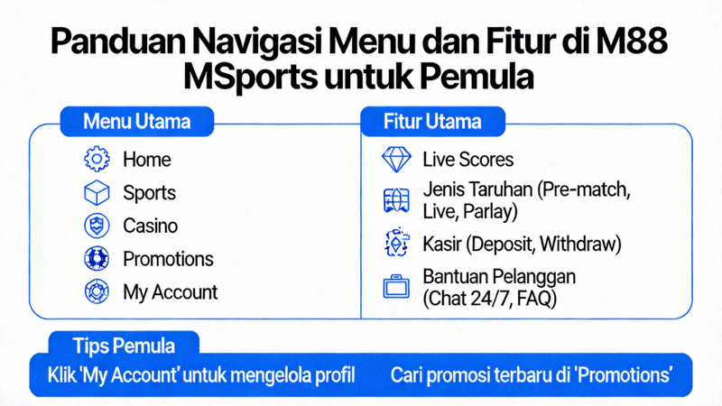 Panduan navigasi menu dan fitur di dalam platform M88 MSports untuk pengguna pemula
